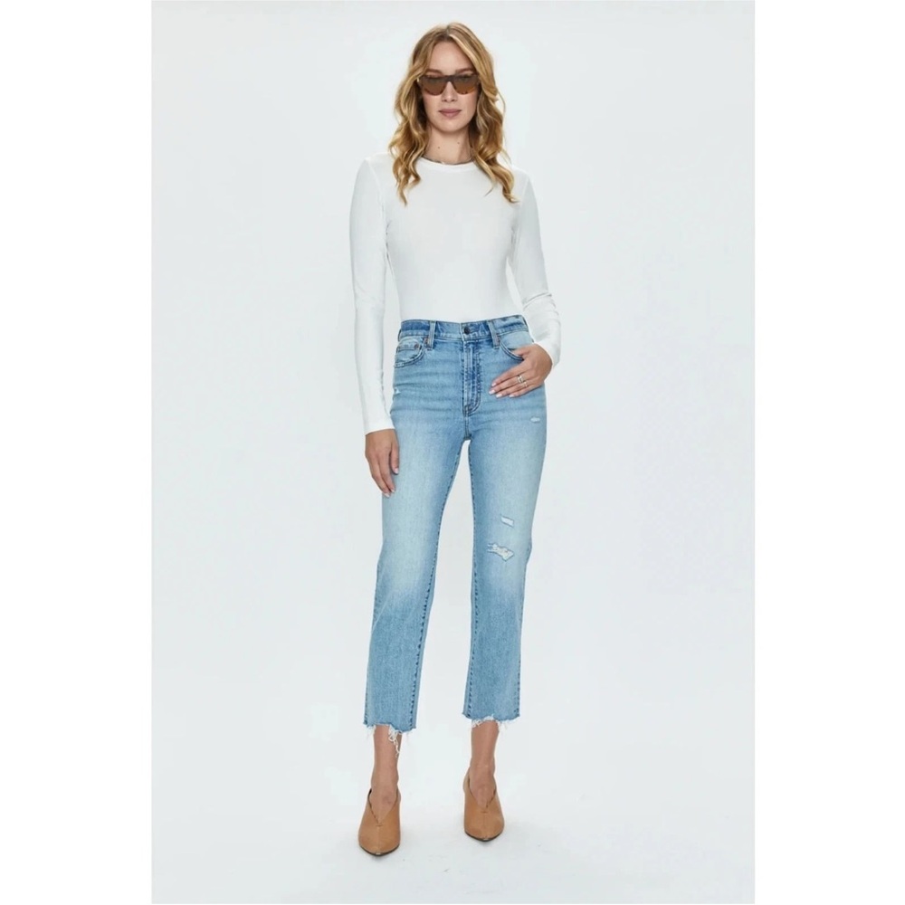 Pistola Denim High Rise Classic Straight Ankle Light Blue Jeans - 24 inch
